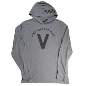 Vans OTW Gray Checkerboard Graphic Long Sleeve Hooded Tee SZ M